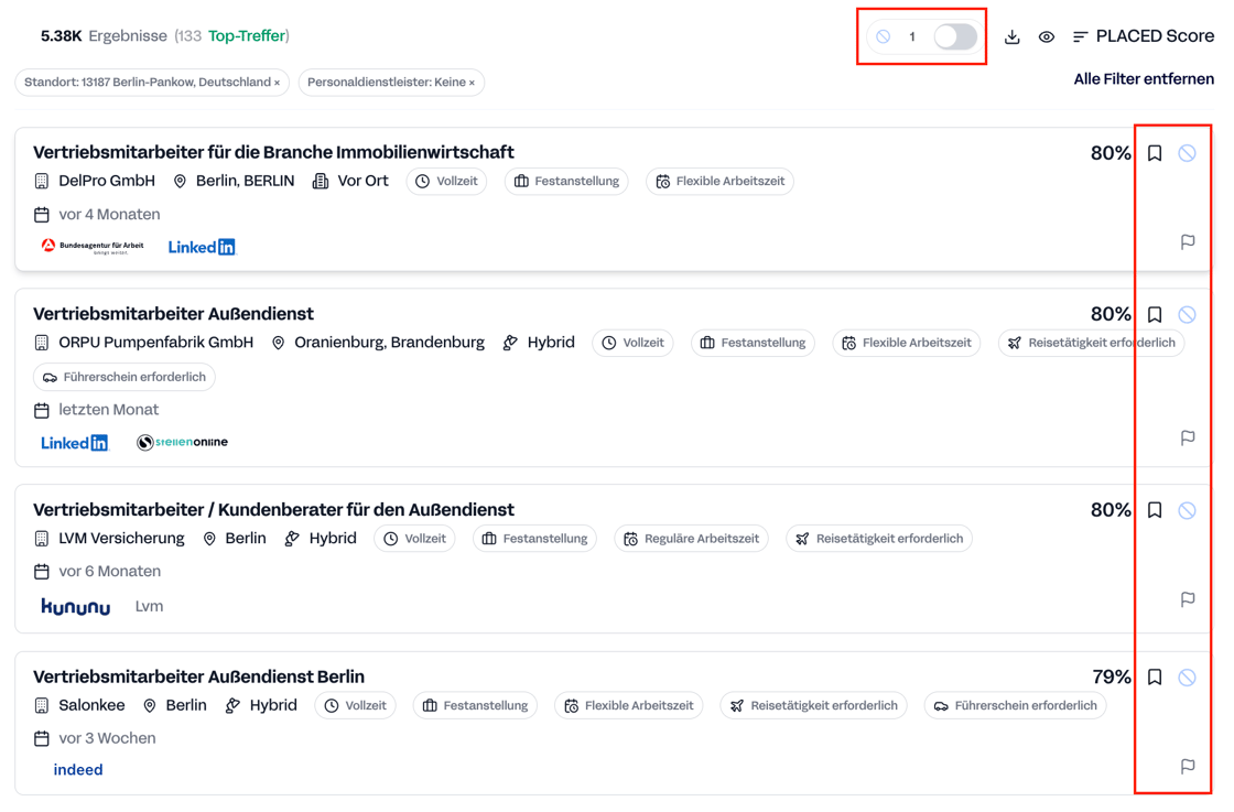 Lead-Liste in PLACED